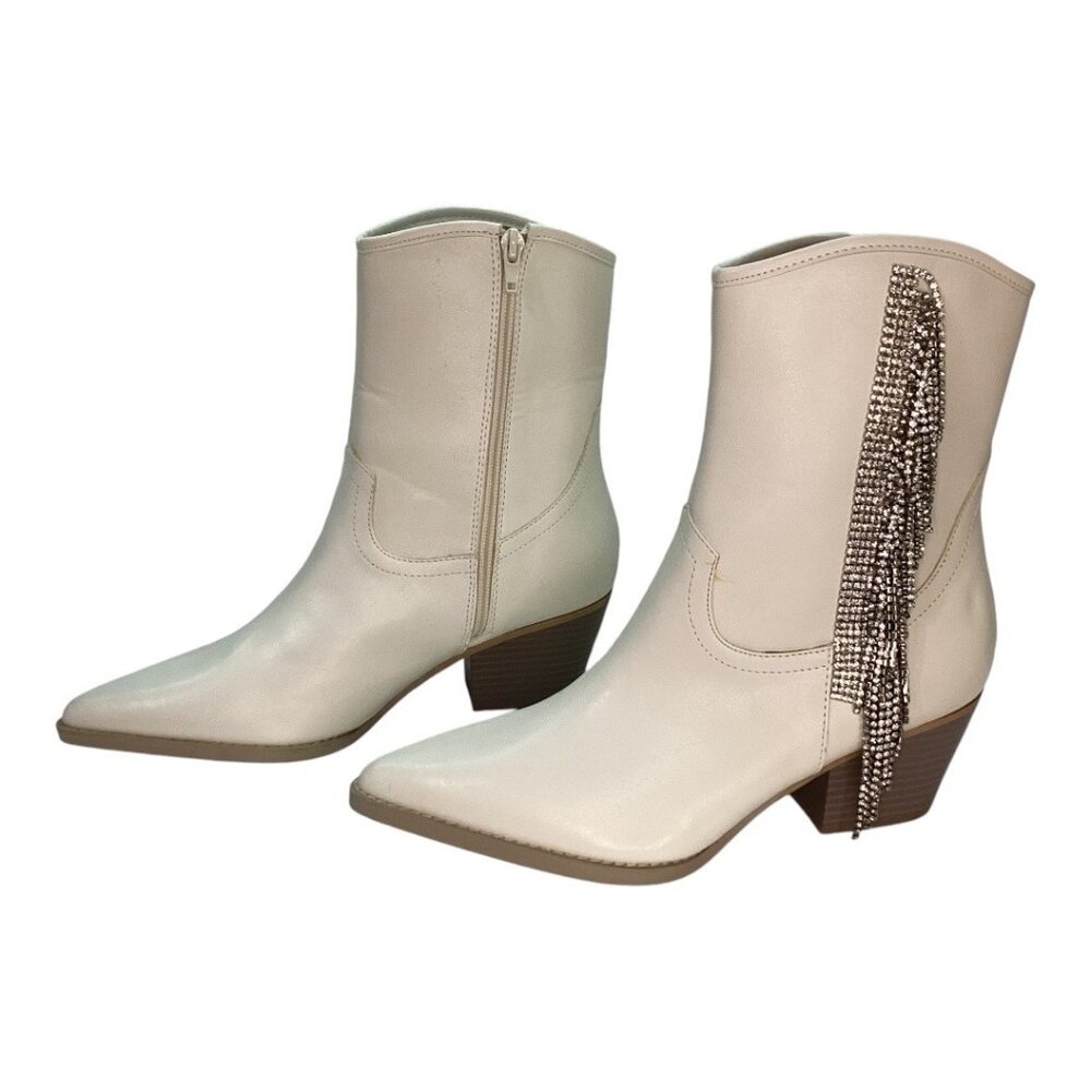 Buckle Oasis Society The Rowan White Rhinestone Fringe Boots Women's Size 8.5 - Picture 2 of 10